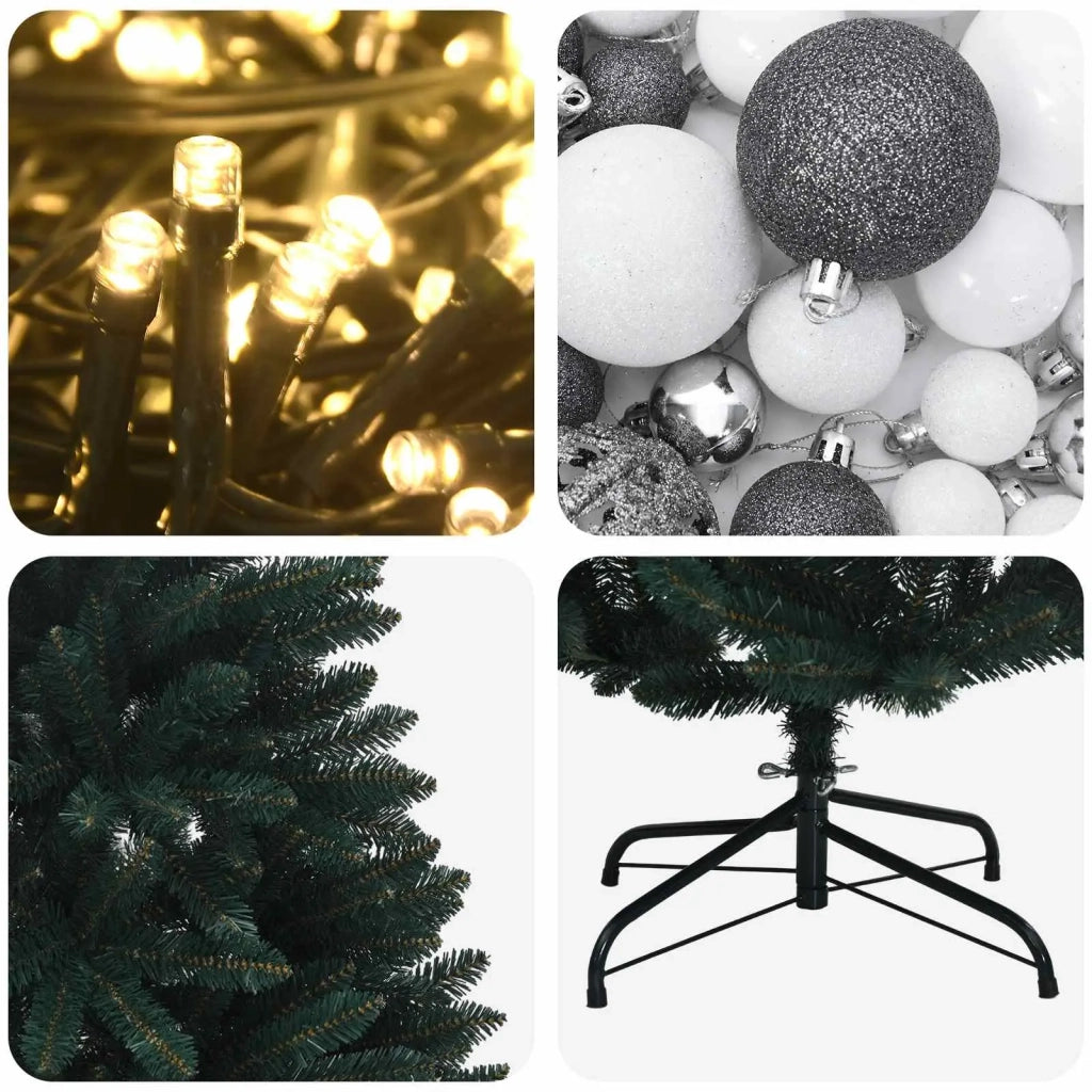 Albero di Natale artificiale verde scuro con palline 150 cm 3466208
