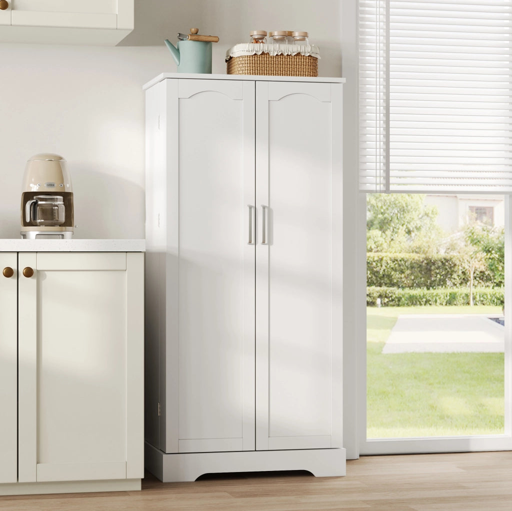 Credenza da cucina bianca con LED USB e ripiani regolabili