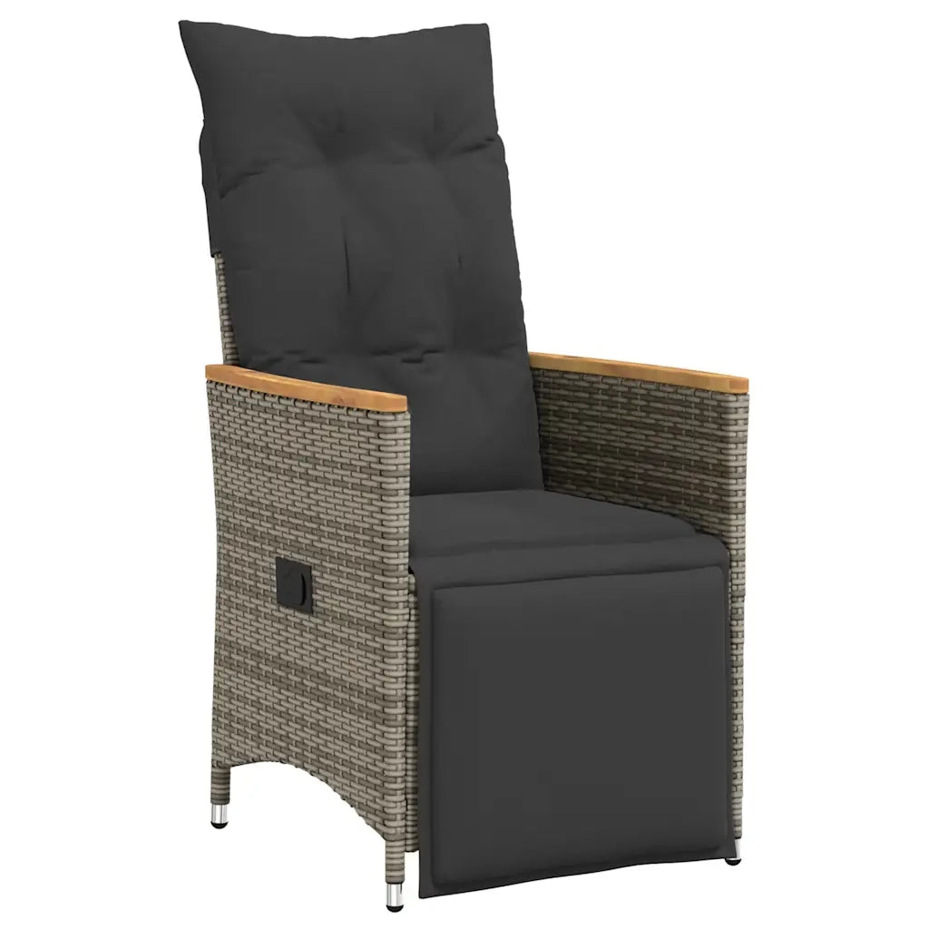 Set Bistrò da Giardino 9 pz con Cuscini in Polyrattan Grigio 3276972