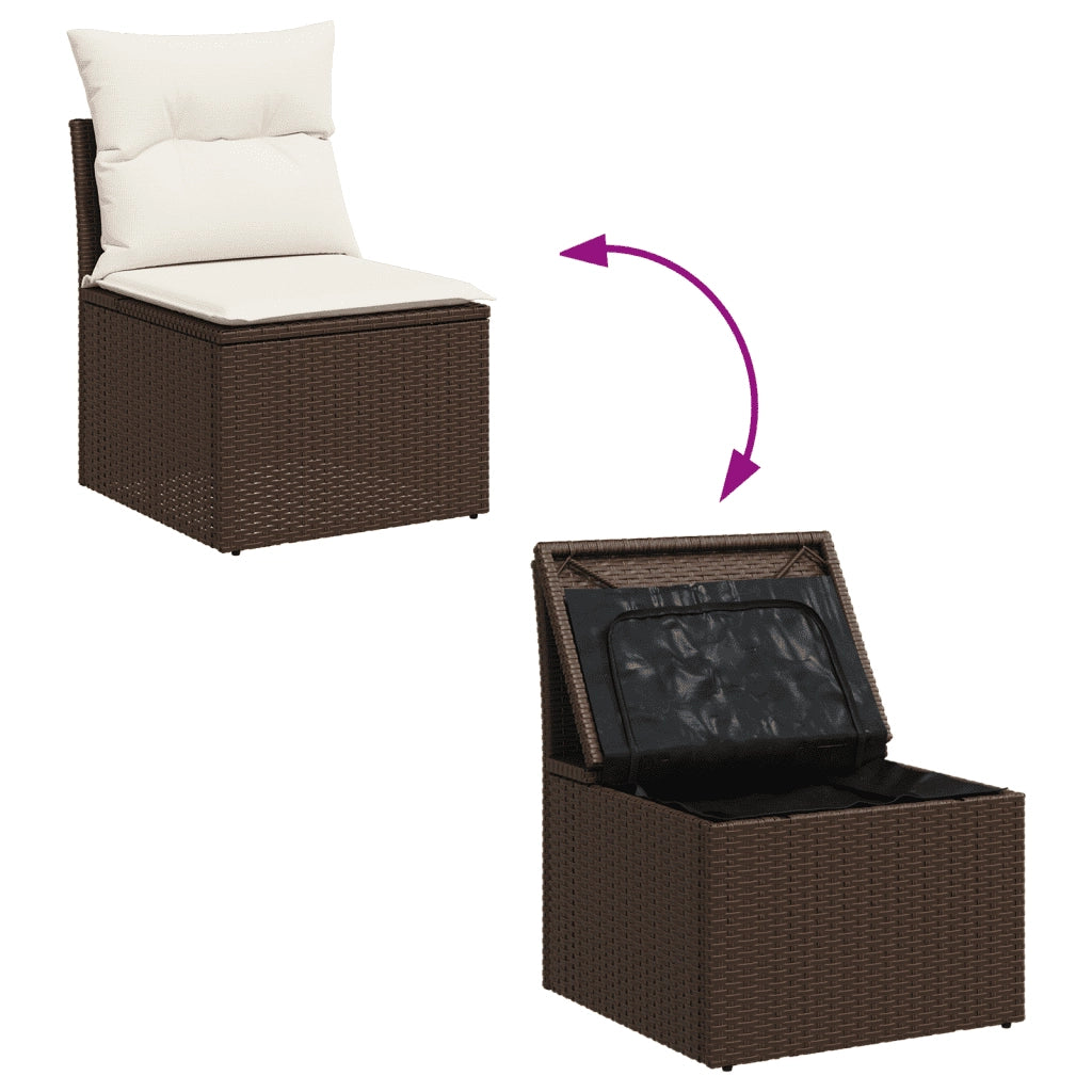 Set Divani da Giardino 9pz con Cuscini Marrone in Polyrattan 3249992