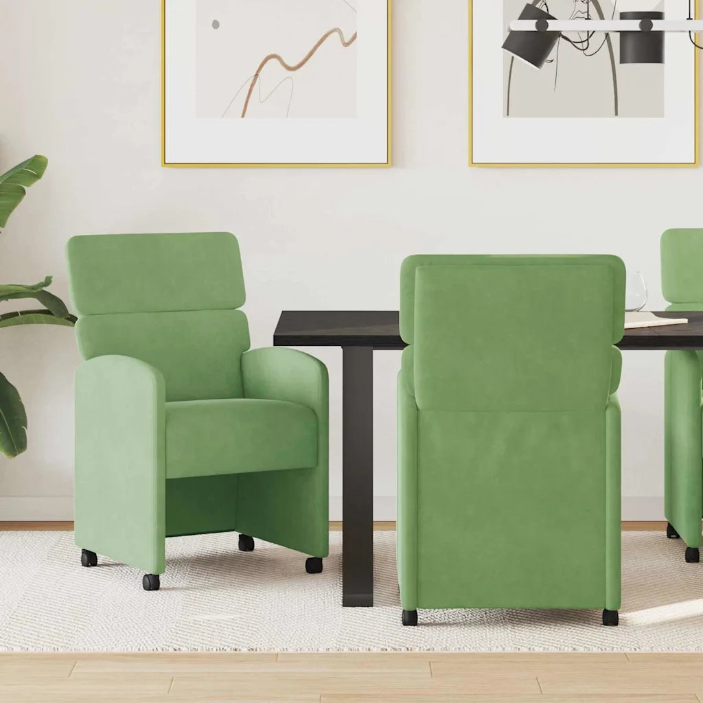 Sedie da Pranzo con Ruote 2 pcs Verde chiaro 58 x 65 x 98 cm