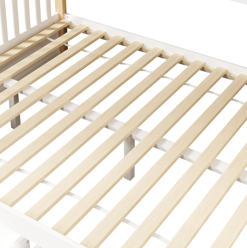 LETTO A CASTELLO 90x200/140x200 cm Bianco e Naturale con cassetti