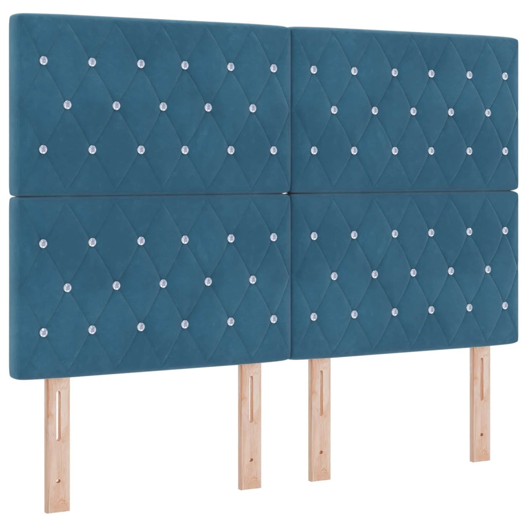 Letto box spring con materasso Blu 140 x 200 cm Velluto 3453654