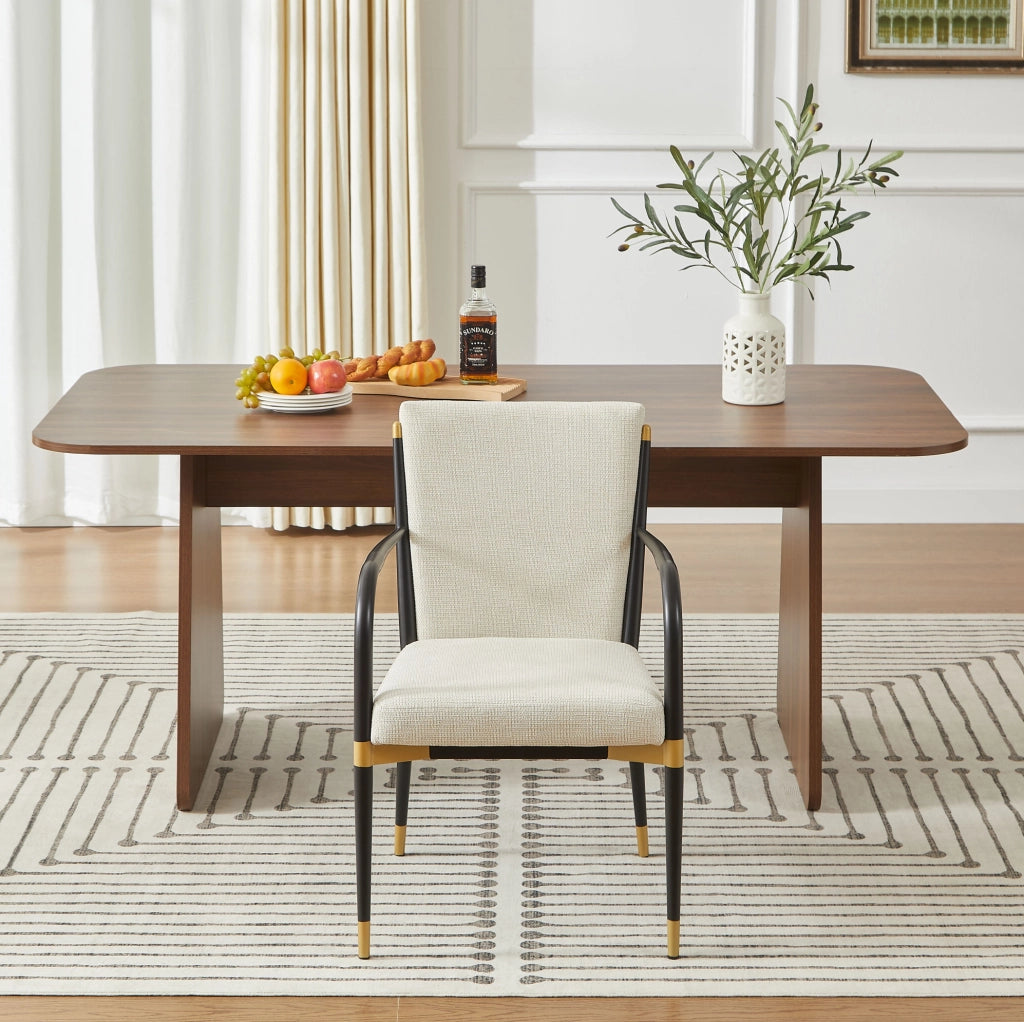 SEDIA da pranzo imbottita Set da 2 pezzi con braccioli 94x57x28 cm beige