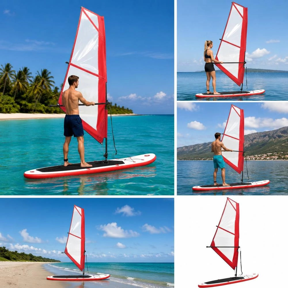 Inflatable SUP Board With Sail Set, Red And White