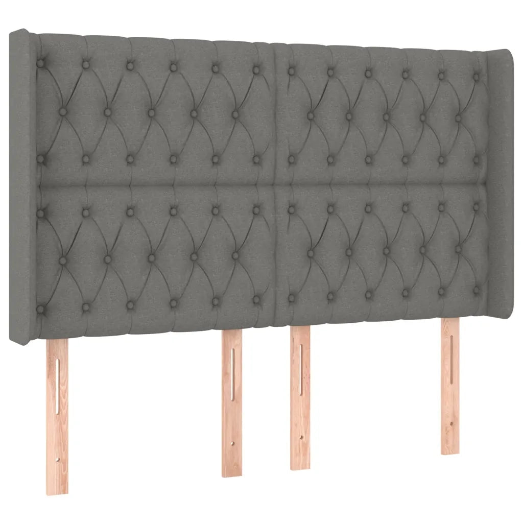 Letto a Molle Materasso e LED Grigio Scuro 140x200cm in Tessuto