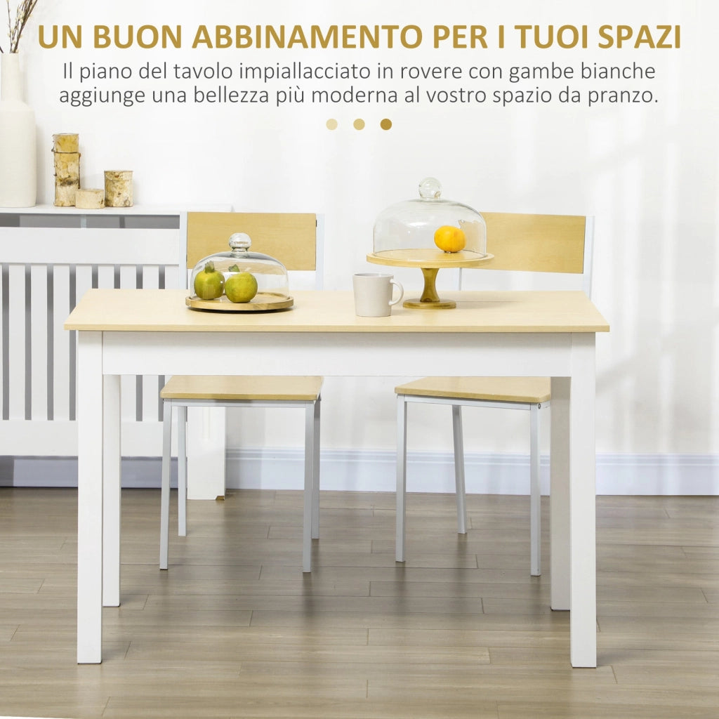 Tavolo da Pranzo 4-6 Persone 119x70x75cm Bianco e Legno
