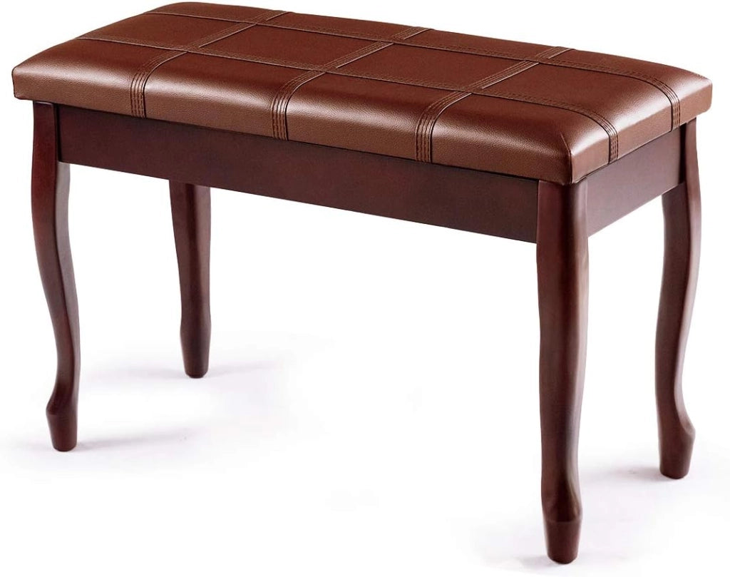 Panca per Piano Sgabello Panca Pianoforte, Cuscino Imbottito, con Scomparto di Immagazzinaggio, Costruzione in Legno Massiccio Rigido (Marrone)