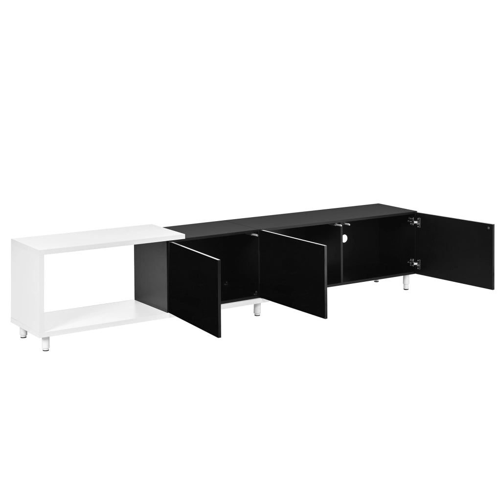 Mobile TV allungabile bianco e nero 258 cm
