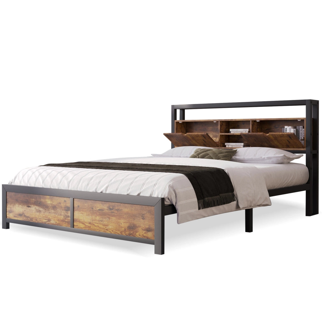 Letto matrimoniale 140 x 200 cm con testiera contenitore