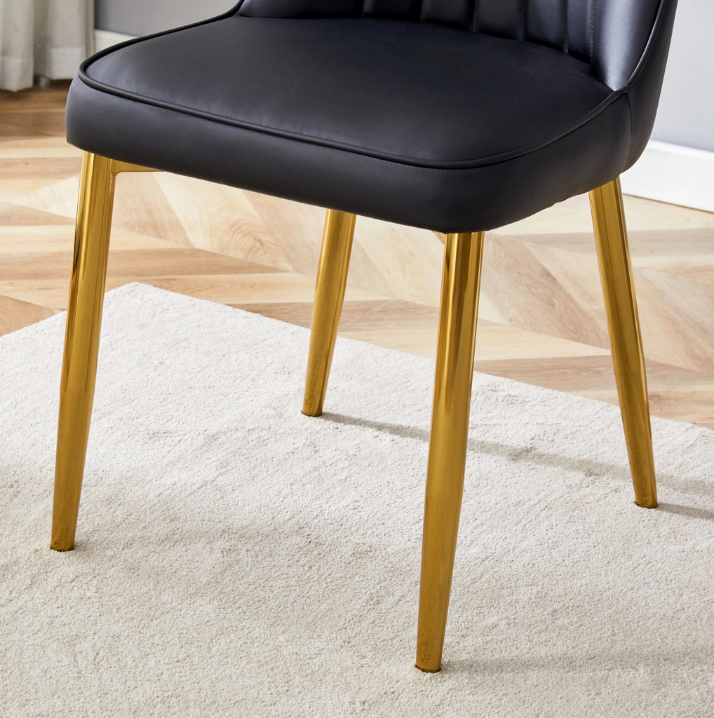 SEDIA DA PRANZO Moderna in PU Nero e Metallo Oro, 89 cm