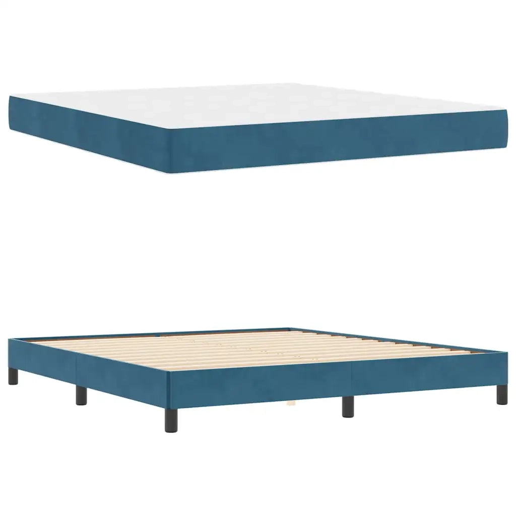 Letto a molle con materasso Blu Scuro 180 x 200 cm Tessuto