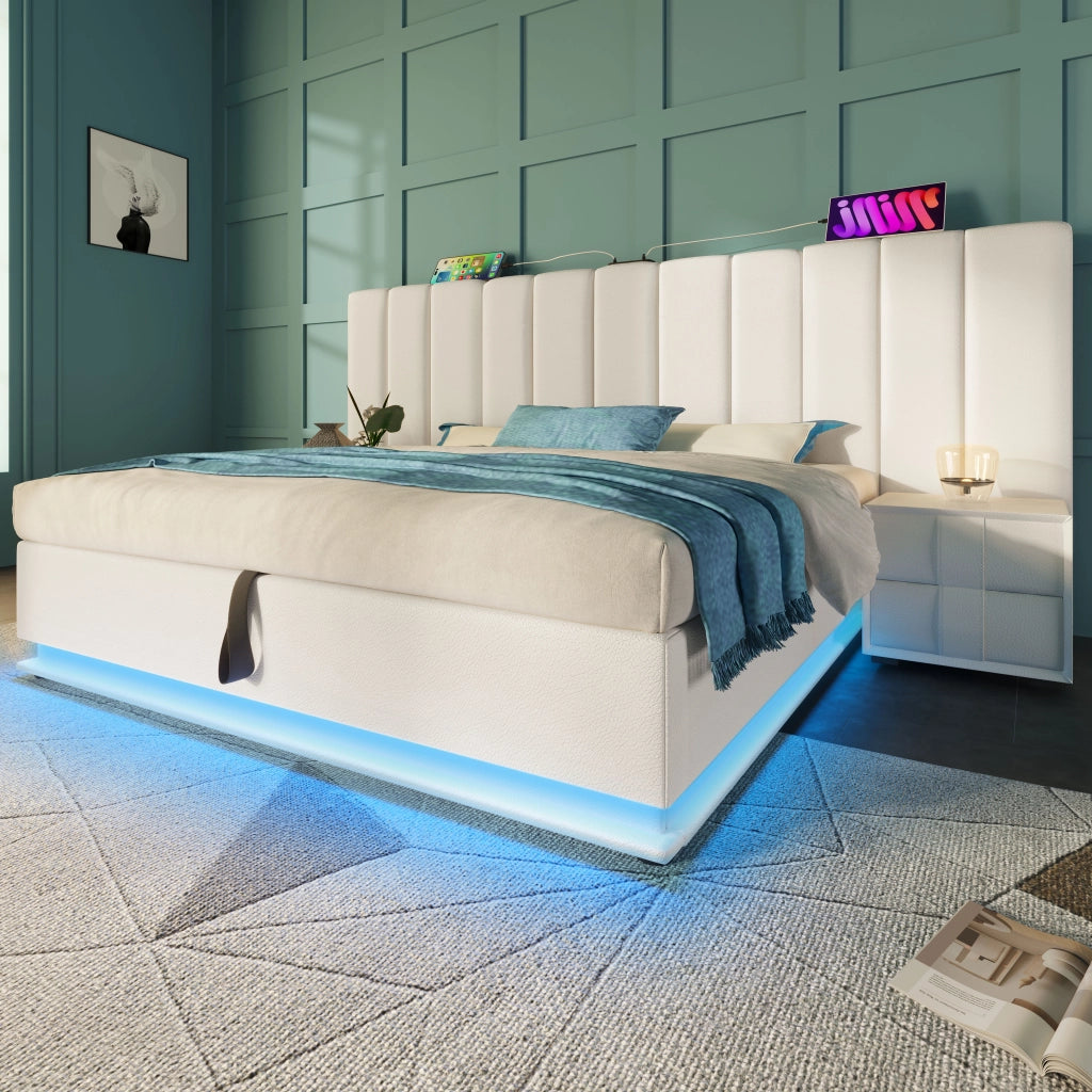 Letto contenitore 160x200 bianco in PU