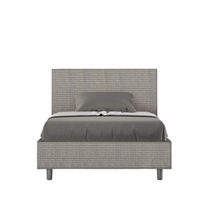Letto imbottito 1 piazza e mezza 120x200 cm tessuto Labirinto Adele - Senza rete,Grigio