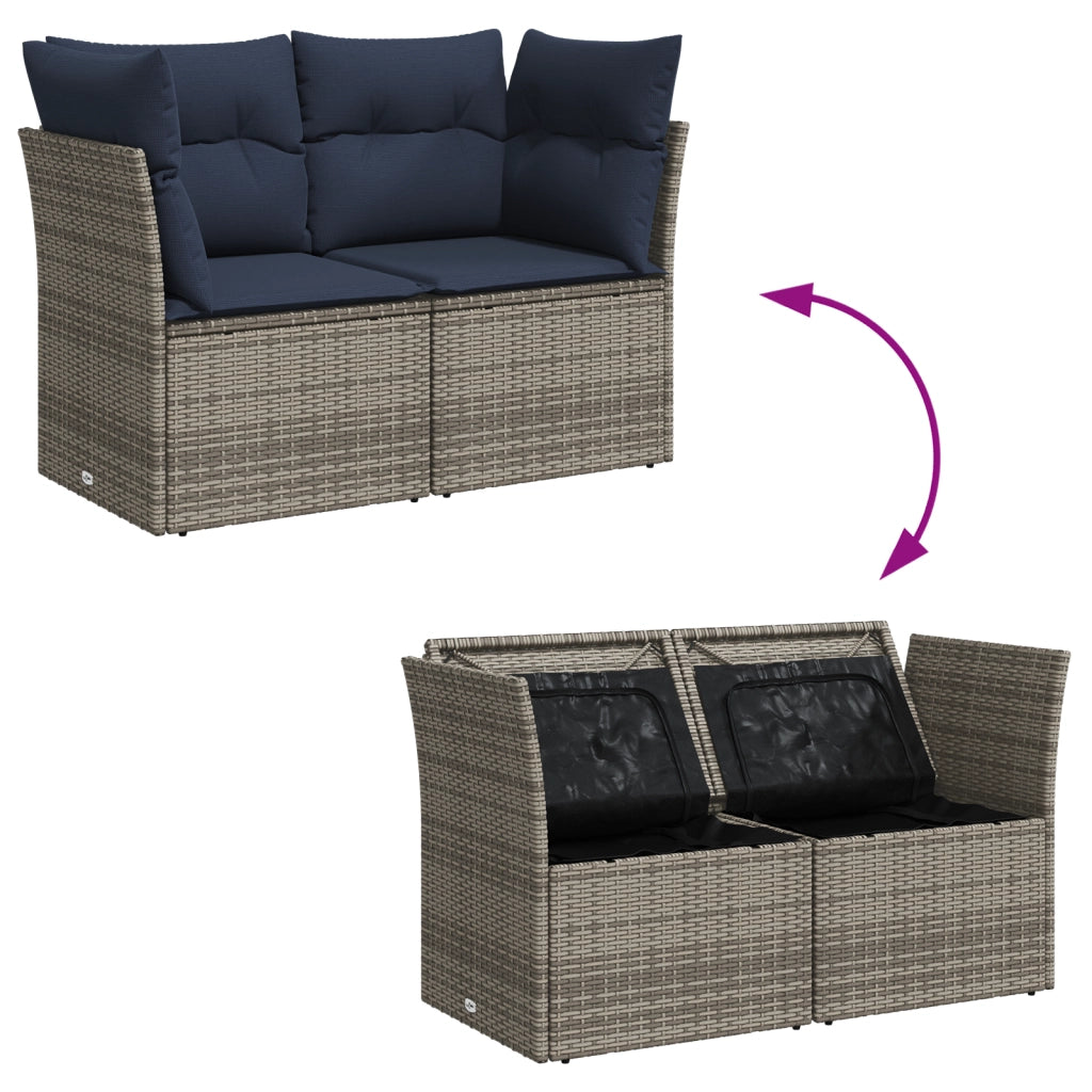 Divano da Giardino con Cuscini 2 Posti Grigio in Polyrattan 366164