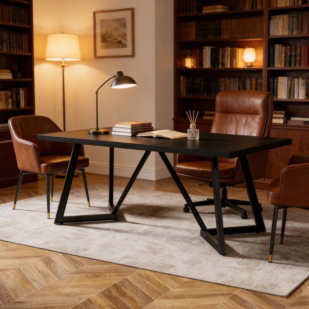 TAVOLO Rettangolare 180x80x75 cm Nero/Marrone MDF
