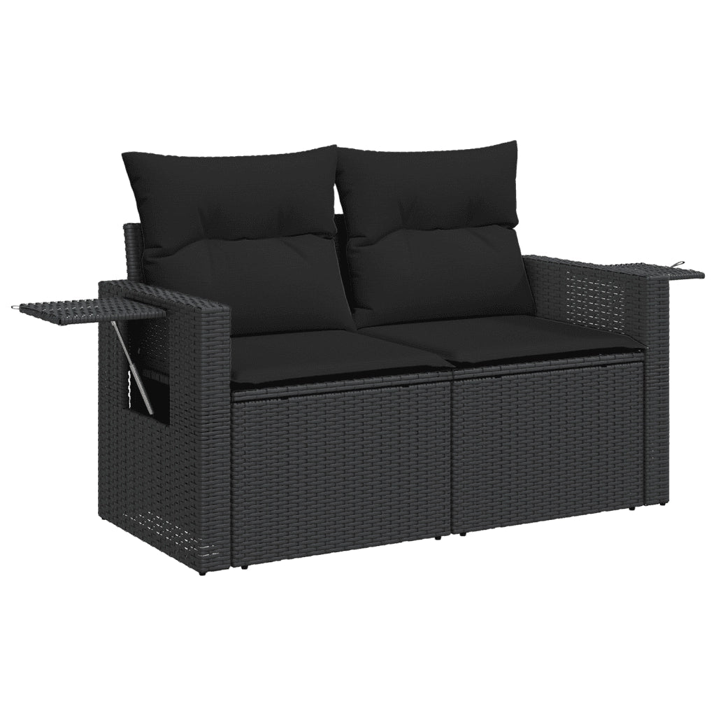 Set Divani da Giardino con Cuscini 7pz Nero Polyrattan 3252832