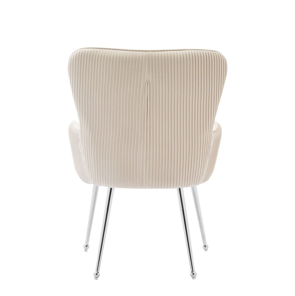 SEDIA in velluto beige Set da 4 pezzi con braccioli e supporto lombare