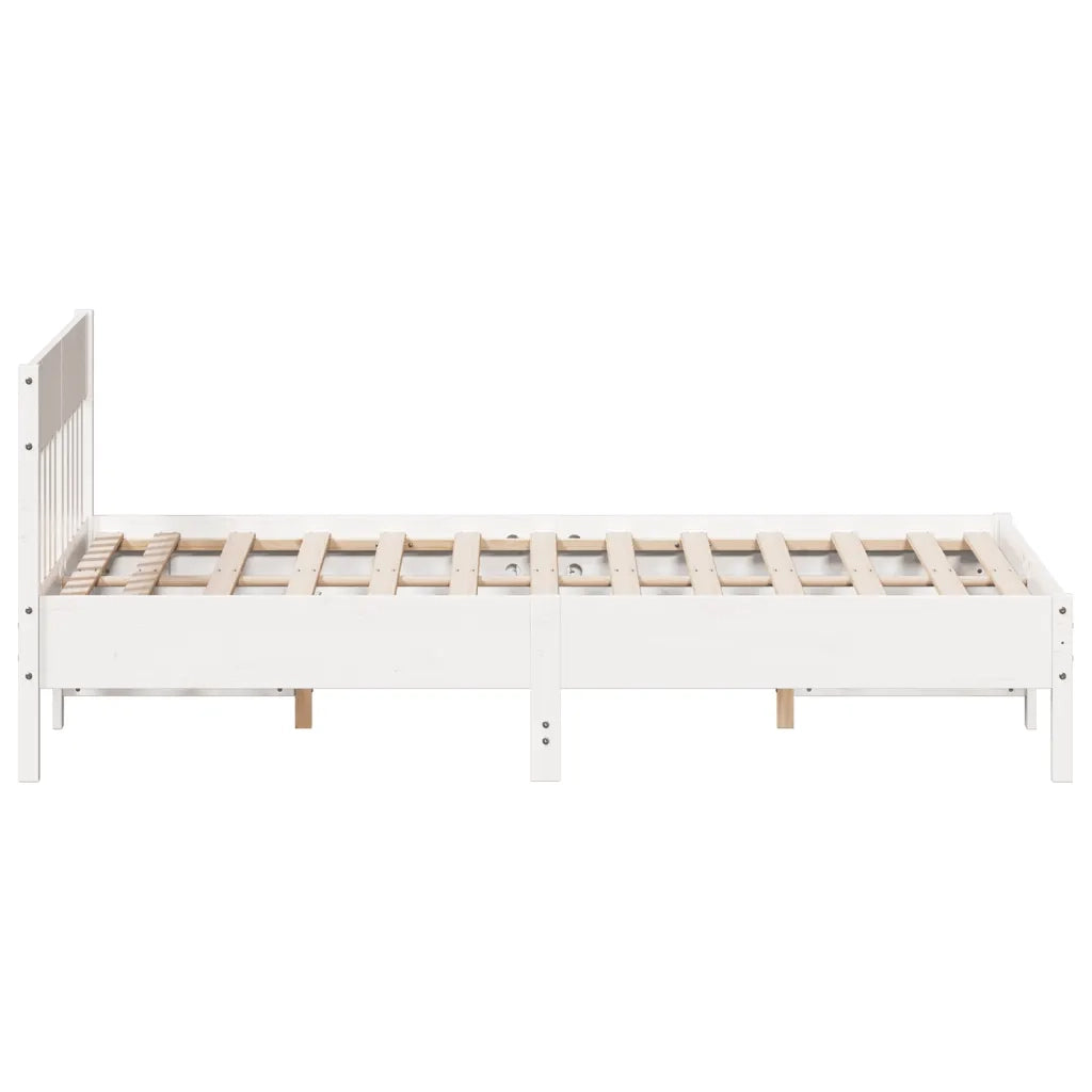 Letto senza Materasso-Struttura Letto Bianco 135x190 cm Legno Massello di Pino 647774