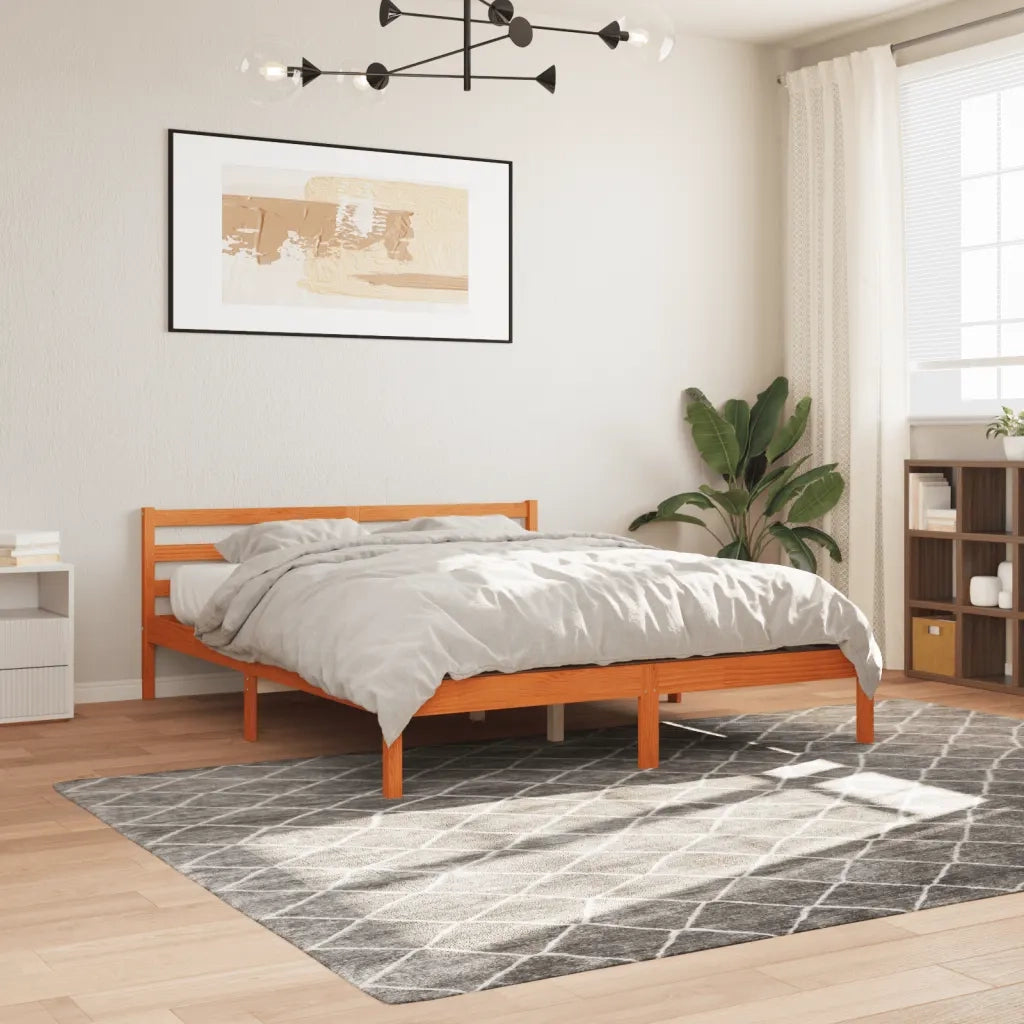 Letto senza Materasso-Struttura Letto Marrone Cera 200x200 cm in Legno di Pino 367415