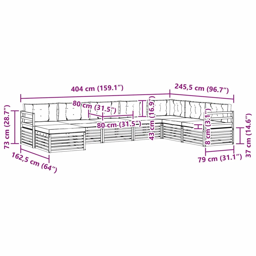 Set di divani da esterno 8 pz Grigio Naturale e Chiaro 3373921