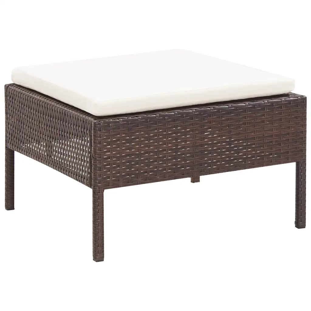 Set Divani da Giardino 3 pz con Cuscini in Polyrattan Marrone 48959