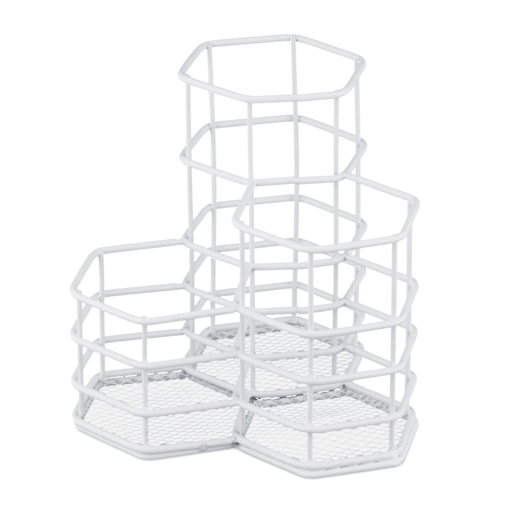 Organizer per pennelli da trucco 12,5 x 12 x 12,5 cm design moderno compatto bagno in metallo nero 13_0012878