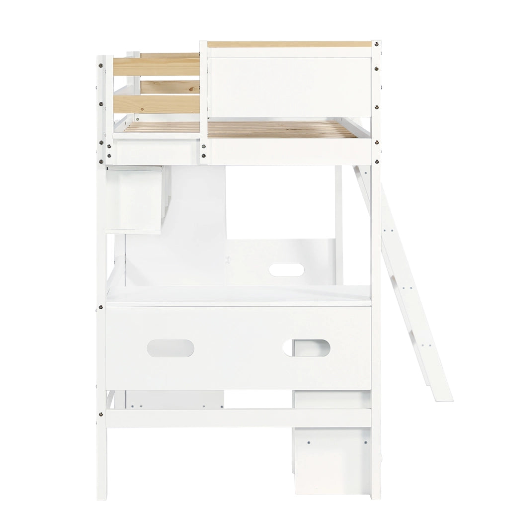 Letto a castello 90x200 cm con scrivania e armadio