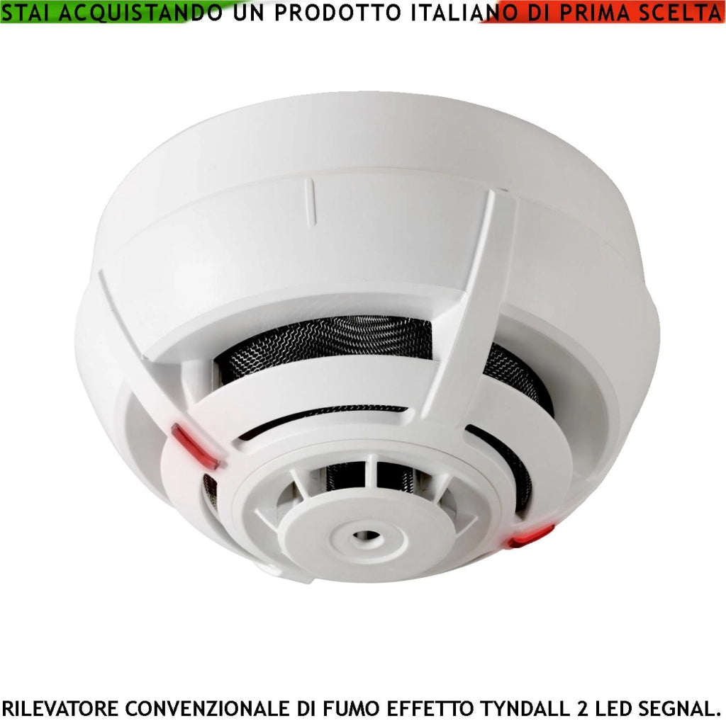 RILEVATORE DI FUMO EFFETTO TYNDALL SENSORE CONVENZIONALE LOOP USCITA PER SEGNALAZIONE REMOTA LED ALLARME INCENDIO 2 FILI