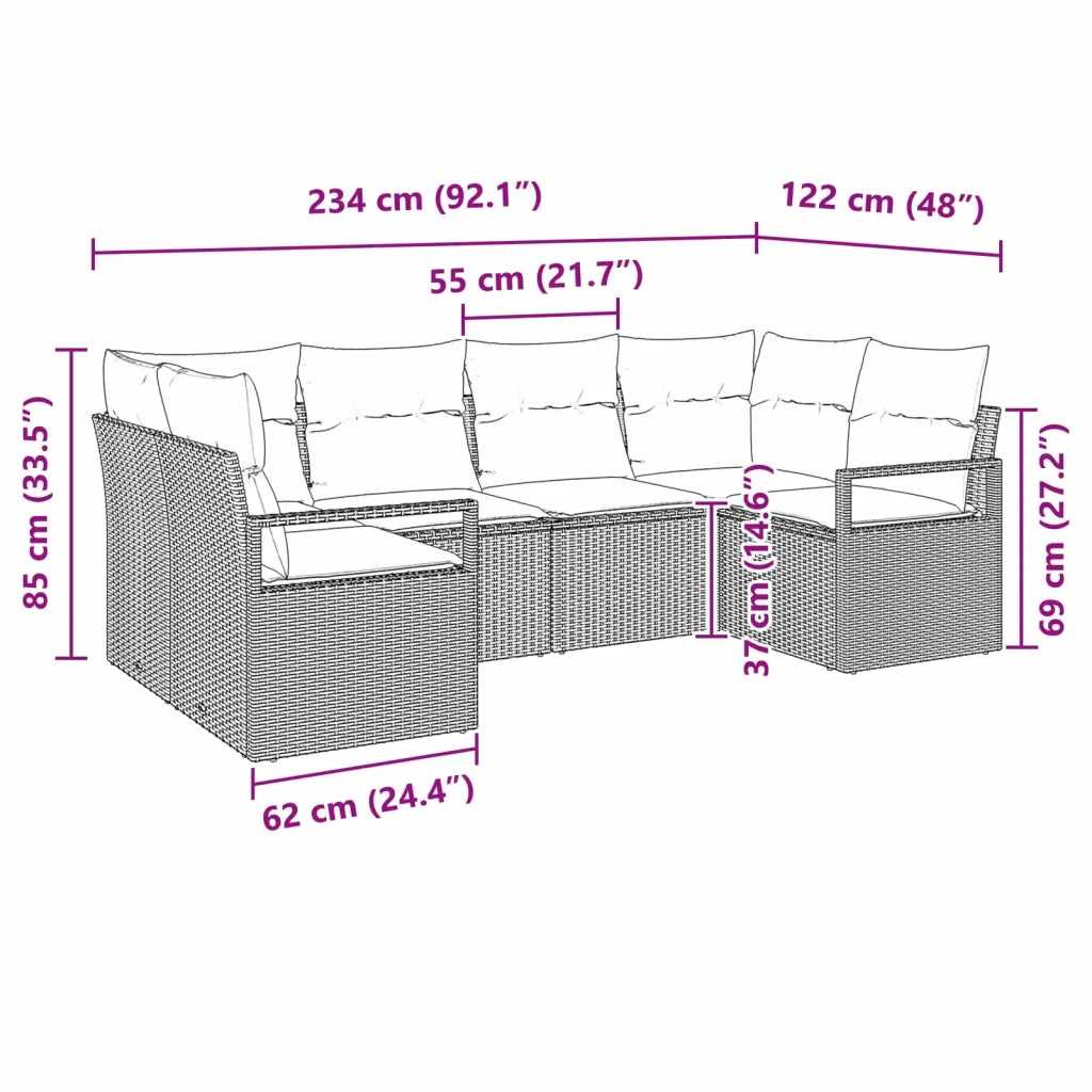 Set di divani con cuscino 6 pcs Grigio Rattan in Polipropilene 3346525