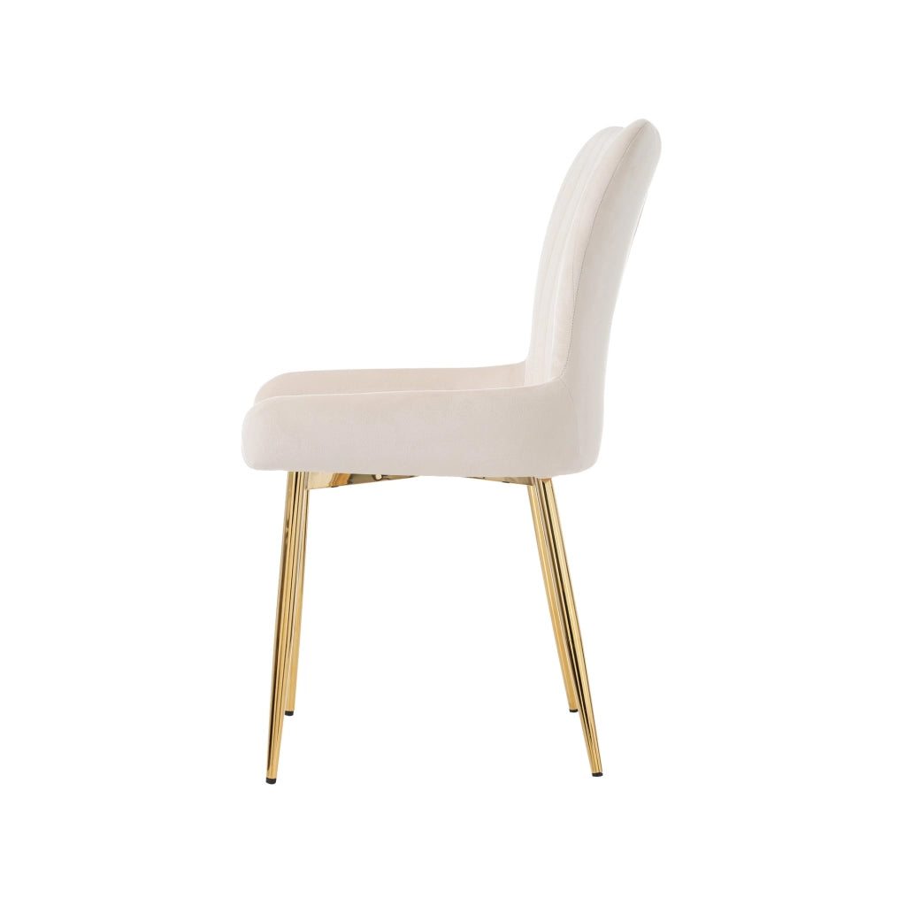 Set di 2 sedie da pranzo in velluto beige e oro
