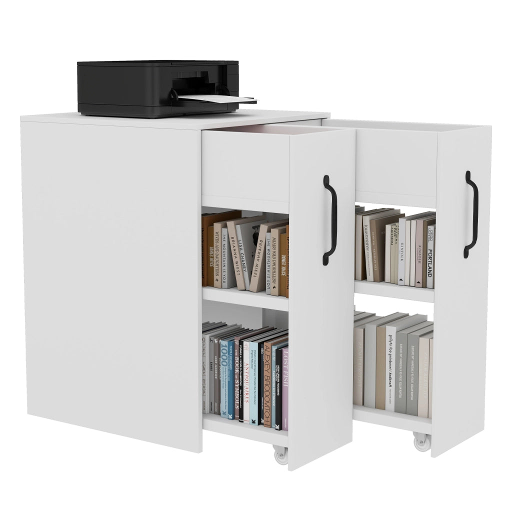 Libreria con Ruote e Cassetti ¨C MINIMAL ¨C Legno, Ripiani, 52x50x75 cm