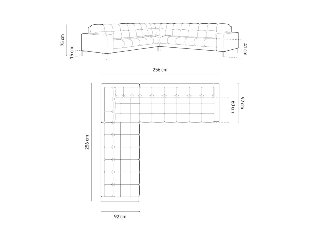 Cosmopolitan Design - Divano angolare reversibile "Bali" 6 posti in velluto grigio chiaro 