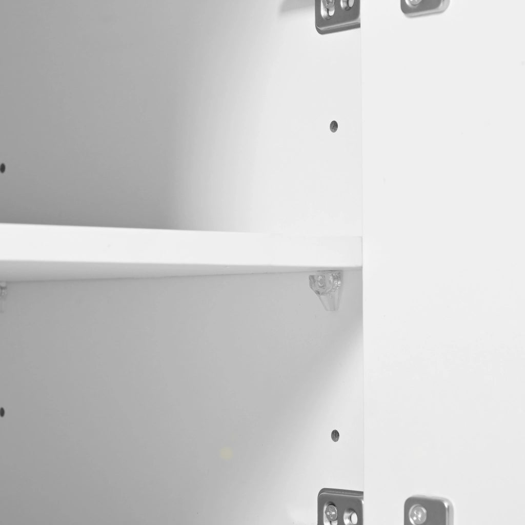 Tavolo da toeletta con specchio LED, 3 cassetti, 2 ante e 4 ripiani, per camera, bianco, 110 × 40 × 151 cm
