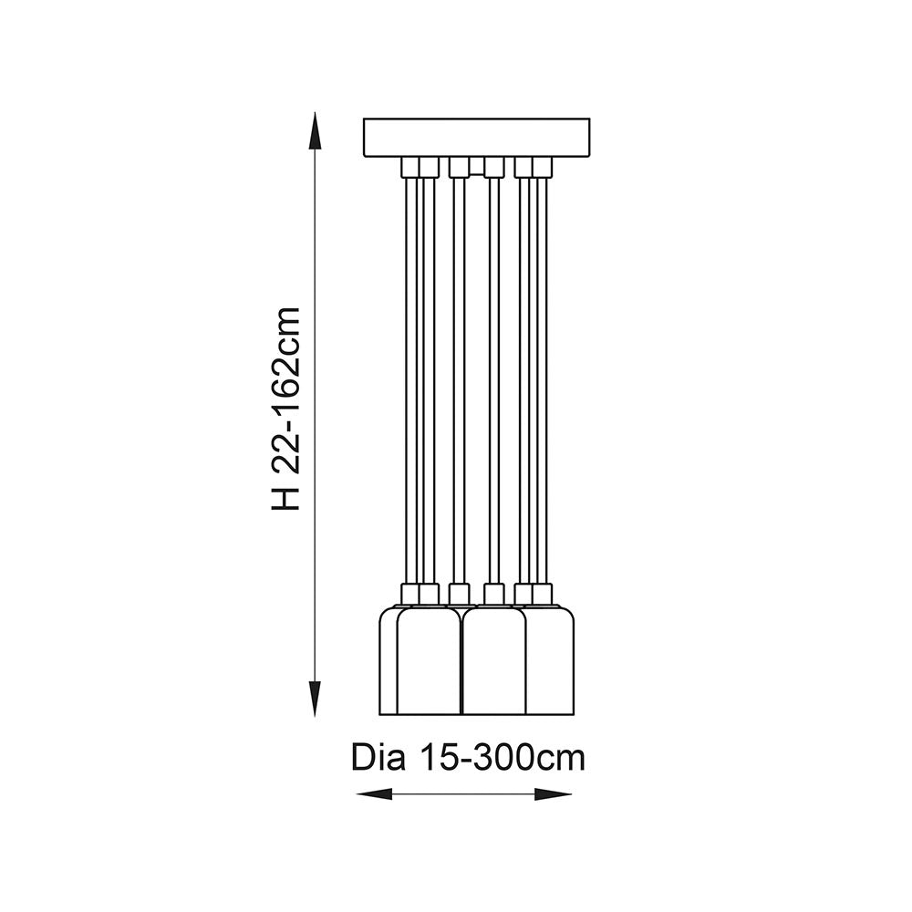 Lampada a sospensione industriale rame 6xE27 Endon