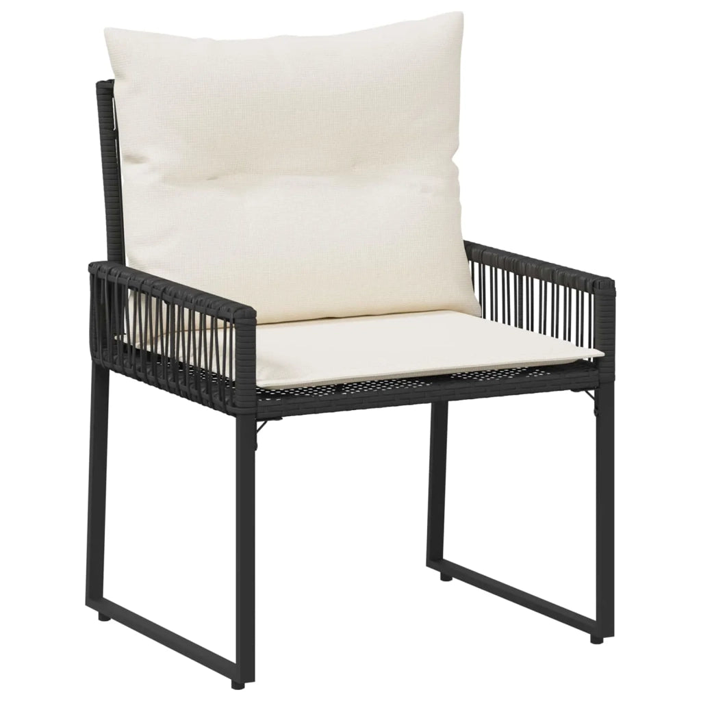 Set di Mobili da Esterno 7 pz | Set Salotto da Giardino Nero e Bianco Crema polyrattan