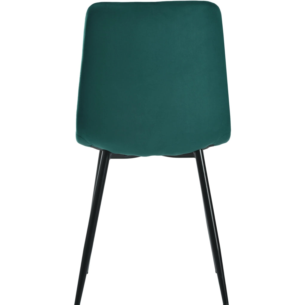 Set di 4 Sedie da Pranzo in Velluto Twill Verde Scuro con Struttura in Metallo