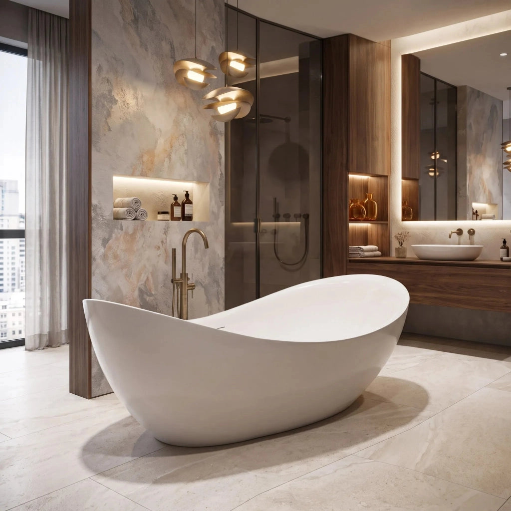 Vasca Da Bagno Freestanding Rea Maris 180 Copritappo nero