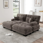 Divano Angolare Chenille con Ottomans e Cuscini ¨C MINIMAL ¨C Marrone