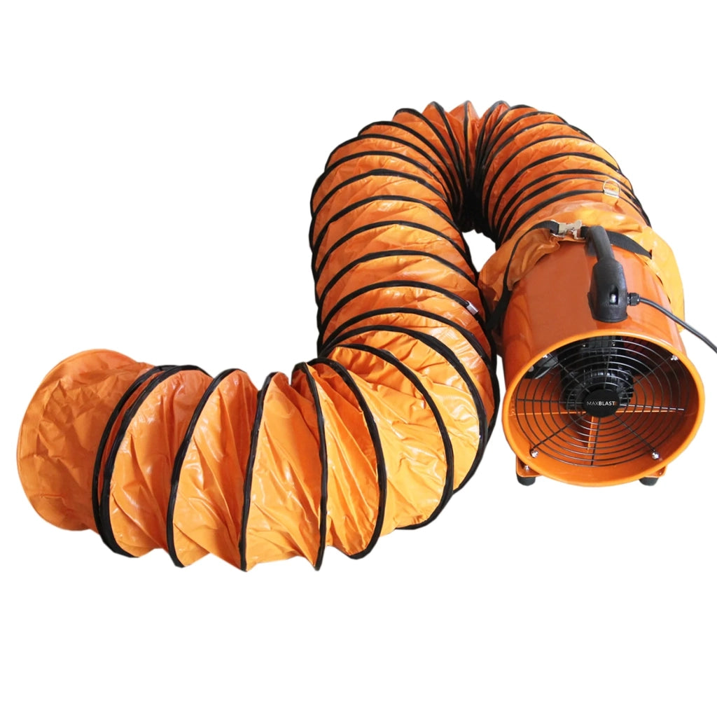 Ventilatore Estrattore Aria Industriale con Tubo Dotto Aspira Polveri e Fumo o Soffia Aria Pulita Ventola Reversibile - 300mm - Dotto 6m