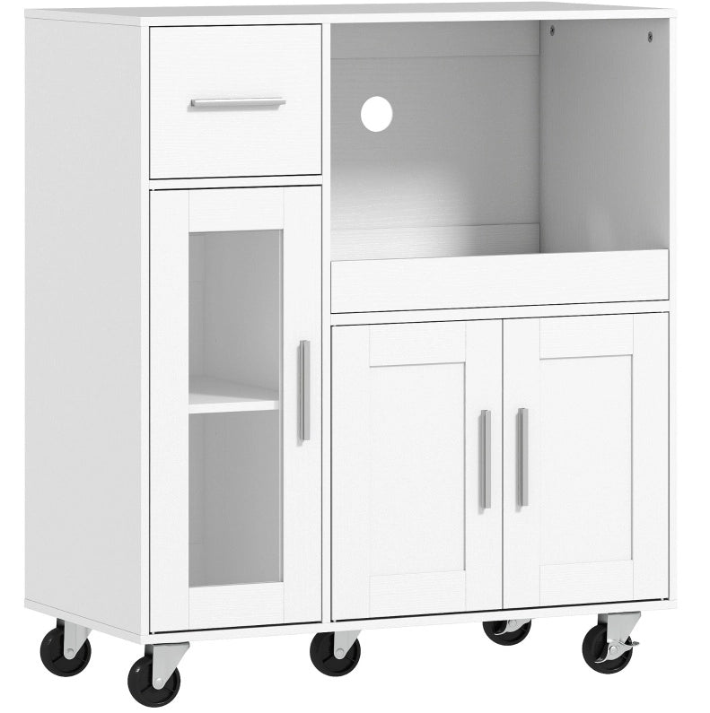 Mobile da cucina con ruote, cassetto e ripiano regolabile