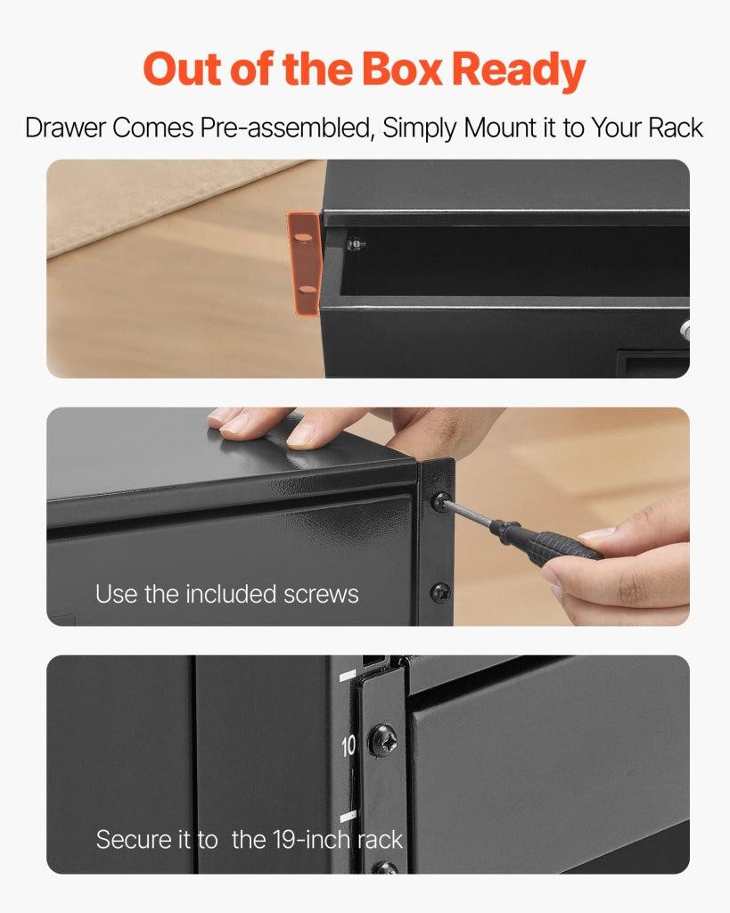 Cassetto per Rack 2U SPT-T300-2A 482 mm, Acciaio Robusto con Serratura e Fori Cavi, Carico 22,68 kg, per Armadio Rete AV