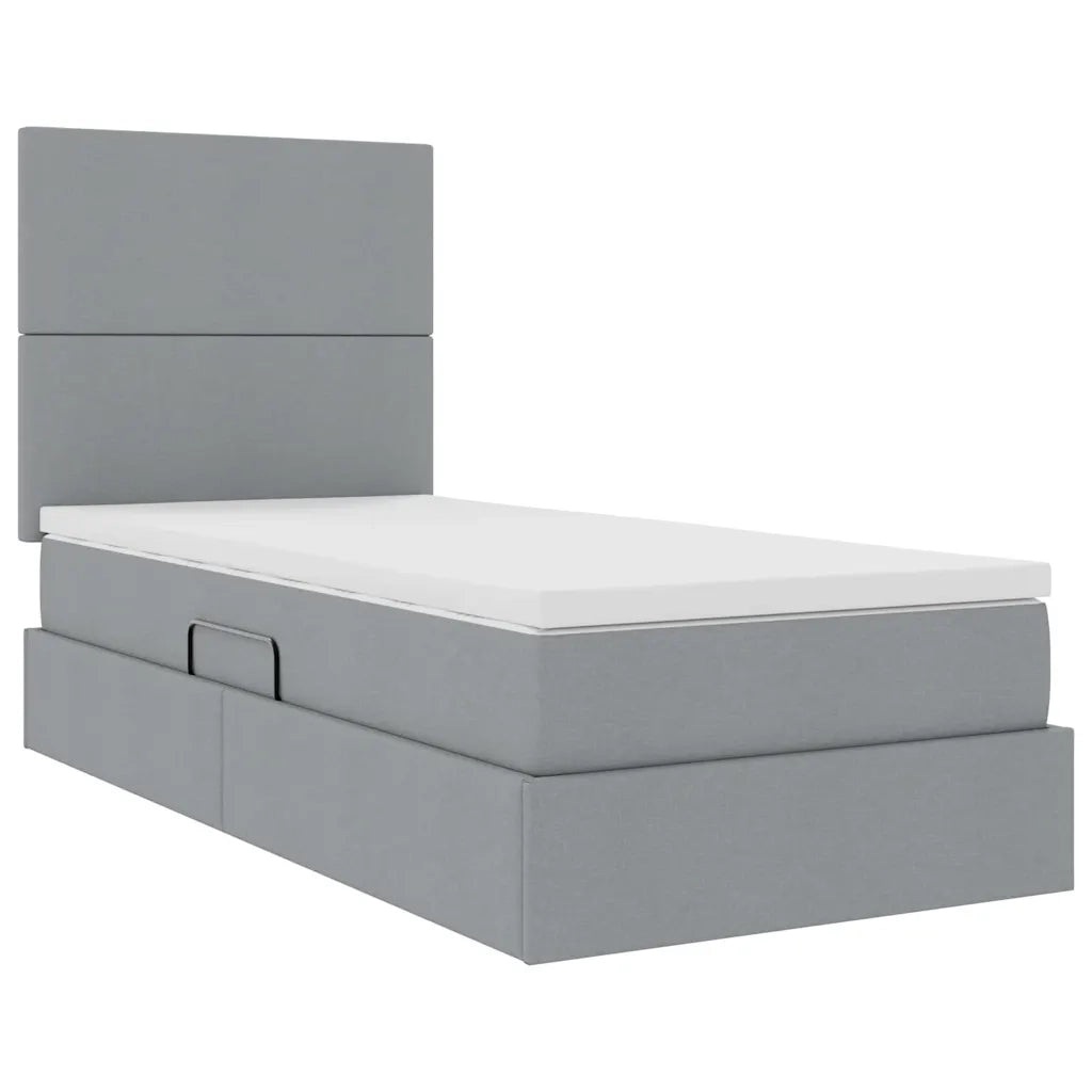 Letto con contenitore e LED con led Grigio chiaro 100 x 200 cm