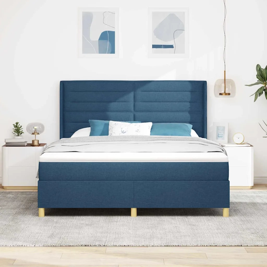 Letto a molle con materasso Blu 140 x 200 cm Tessuto