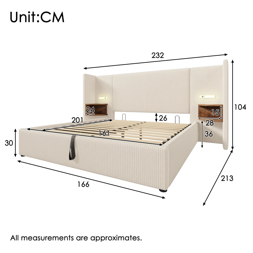 Letto matrimoniale 160x200 con contenitore beige