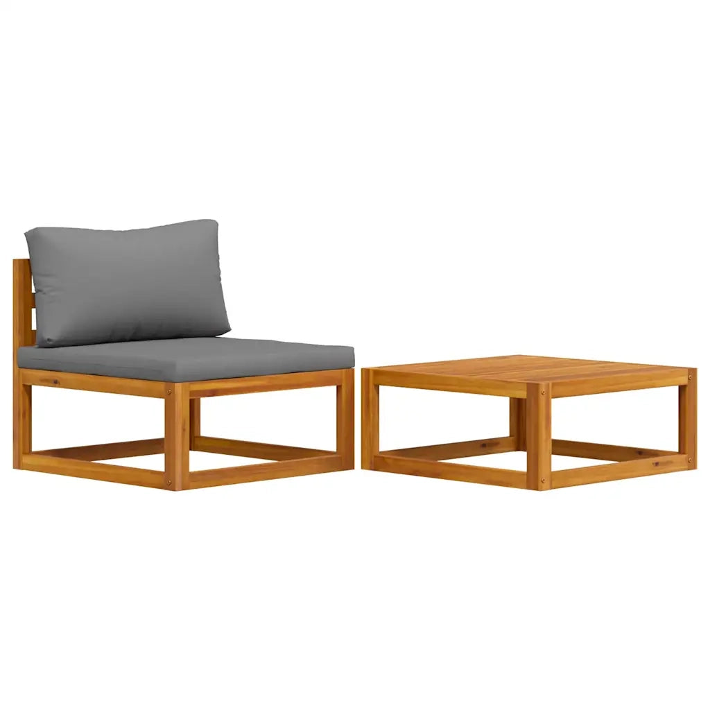 Set Divani da Giardino 2 pz con Cuscini in Massello di Acacia 311858