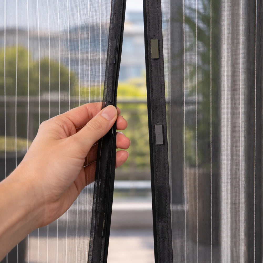 Zanzariera Magnetica 120x210cm Nero Rigata per Porta Tenda Anti Zanzare Insetti