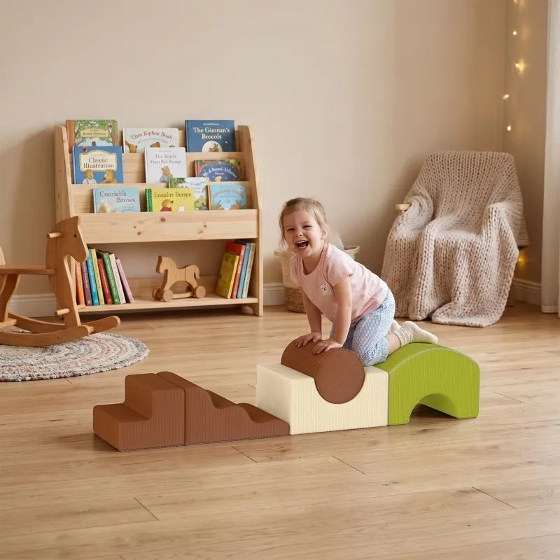 Set 5 Blocchi di Schiuma per Bambini, Velluto a Coste, Base Antiscivolo, Colorato