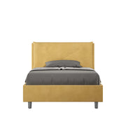BS COM Letto una piazza e mezza senza rete imbottito 130x210 microfibra ocra Large