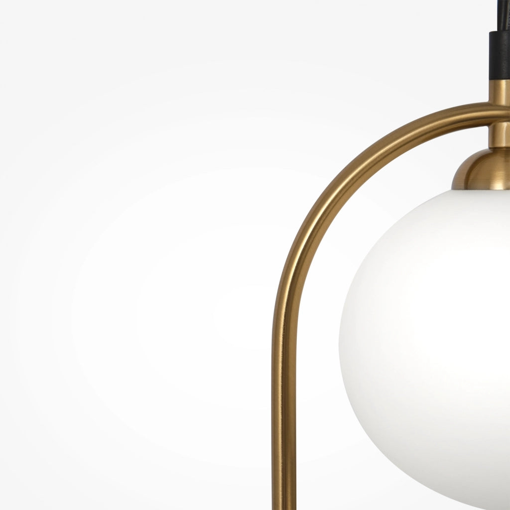 Lampada a sospensione Maytoni Ring ottone 2 luci sfere bianche